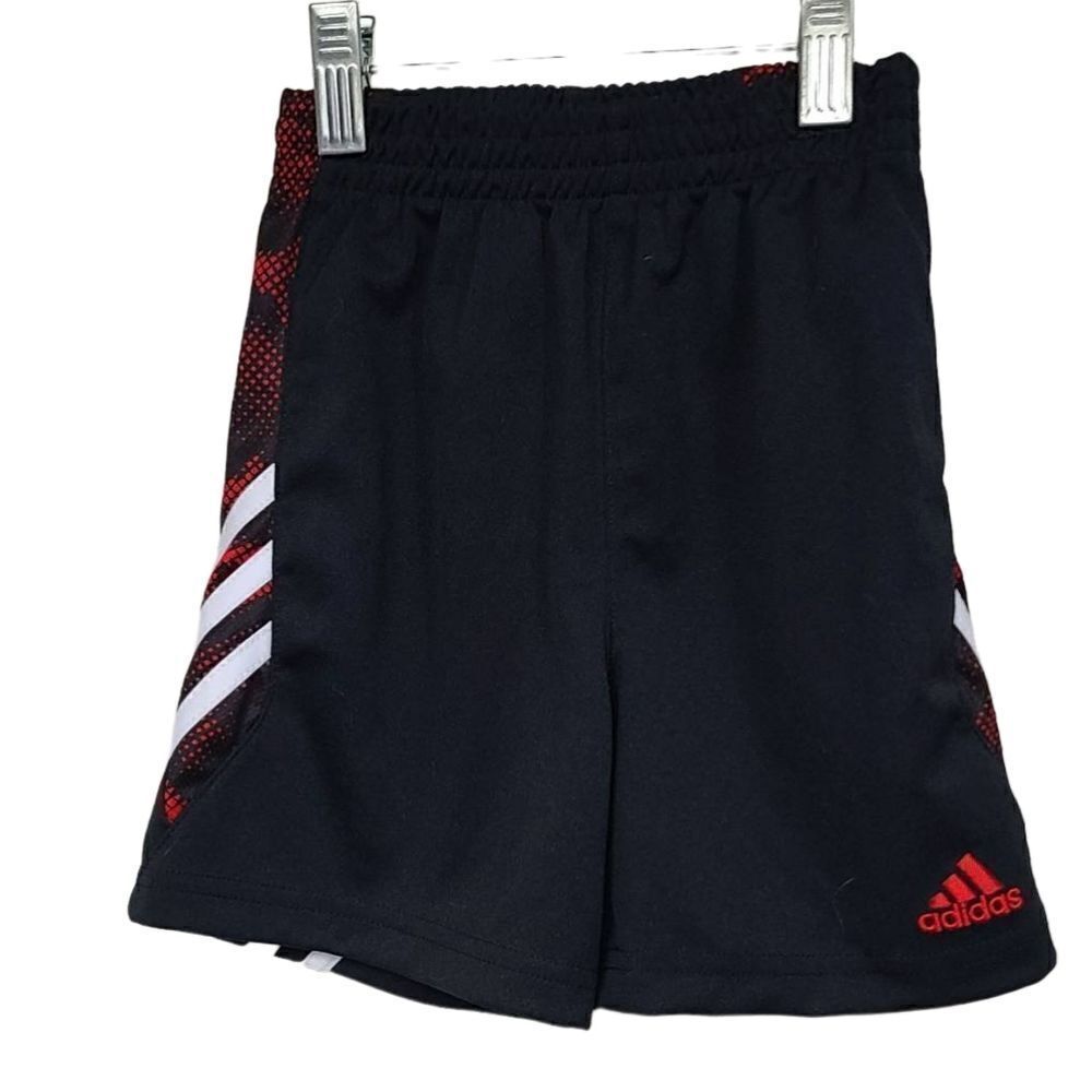 Adidas Boys 2T Black/Red Basketball Athletic Shorts Activewear Sporty 3 Stripes